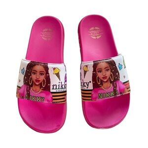 Nikky by Nicole Lee Fuchsia and White Graphic Slippers